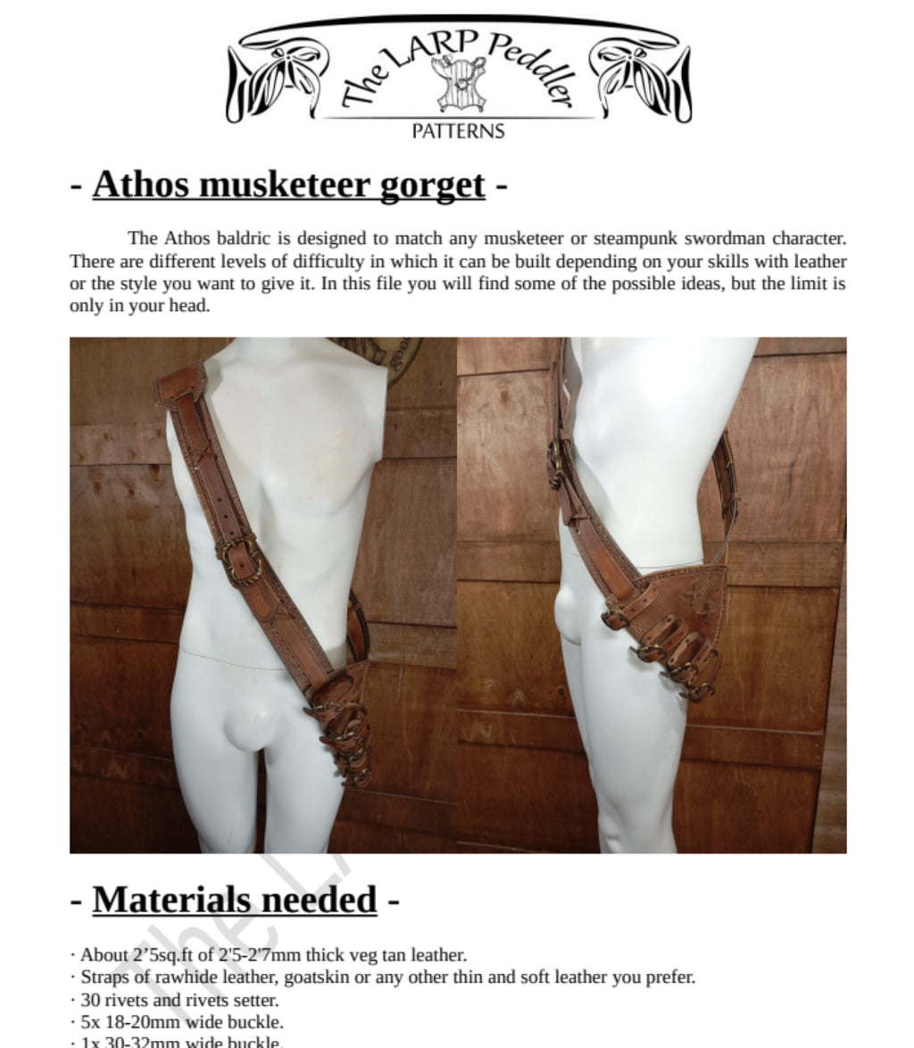 Baldric leather pattern | Steampunk musketeer | DIY instructions