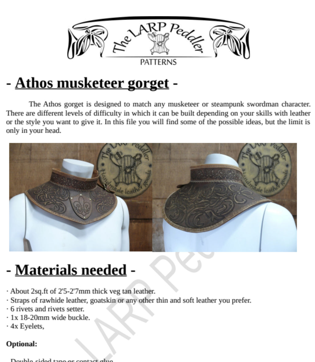 Gorget leather pattern | Steampunk musketeer | DIY Instructions