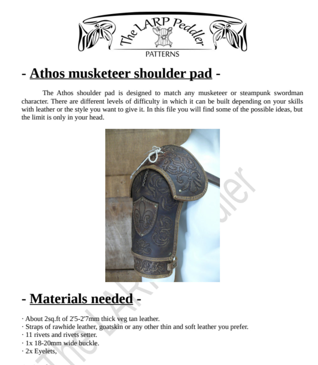 Shoulder pad Leather pattern | Steampunk LARP musketeer | DIY instructions
