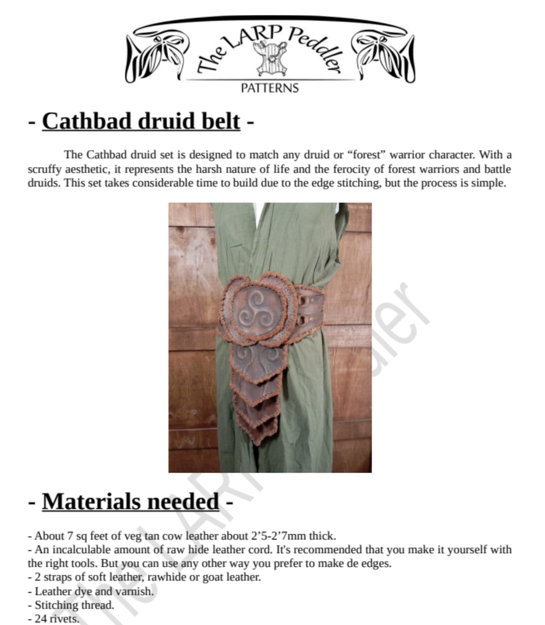 Armor leather pattern | Druid LARP set | Patterns & Instructions