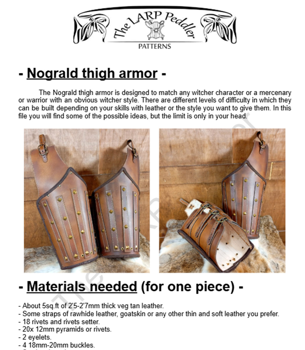 Thigh armor leather pattern | LARP warrior The Witcher inspired | DIY instructions