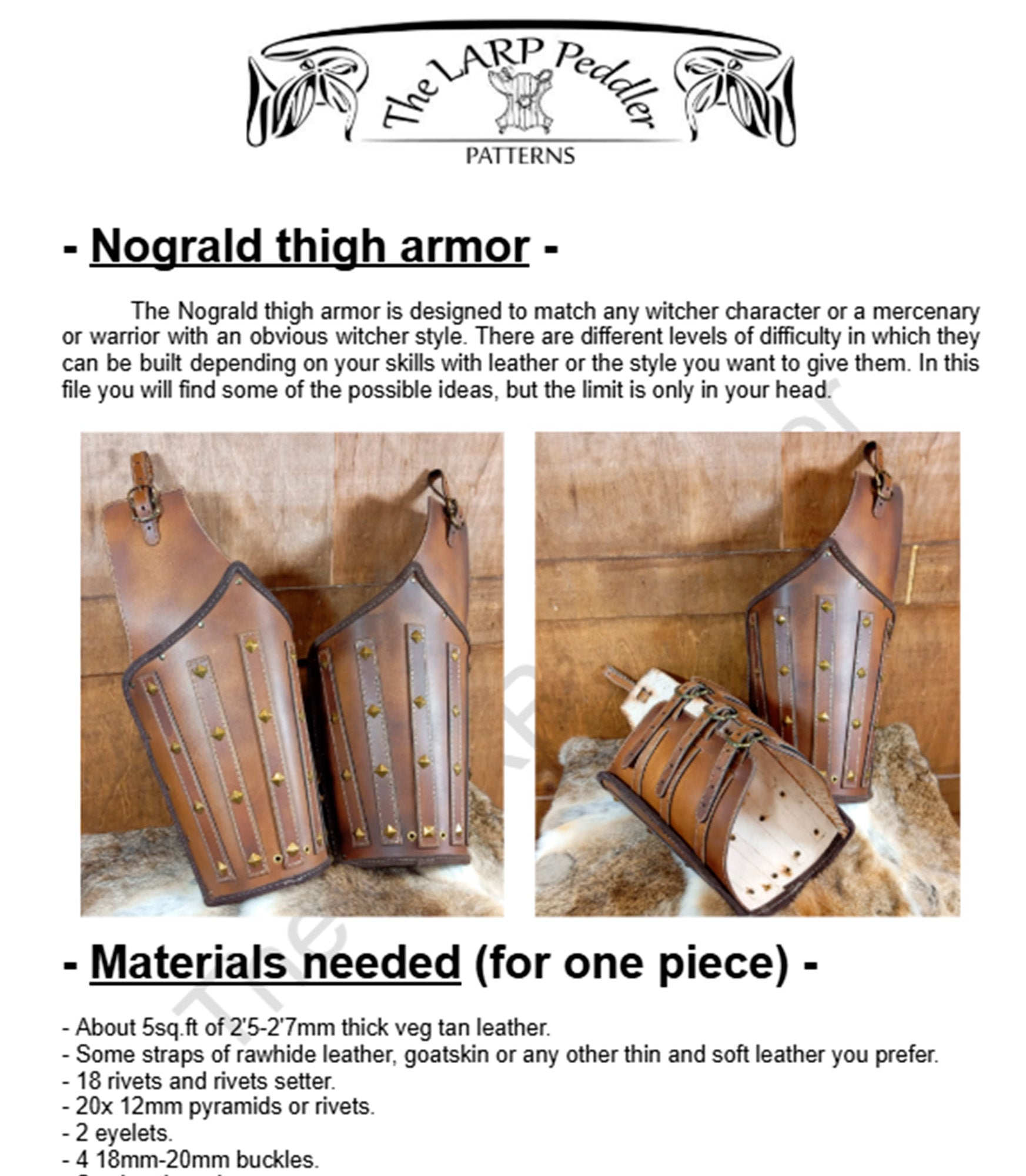 Thigh armor leather pattern | LARP warrior The Witcher inspired | DIY instructions
