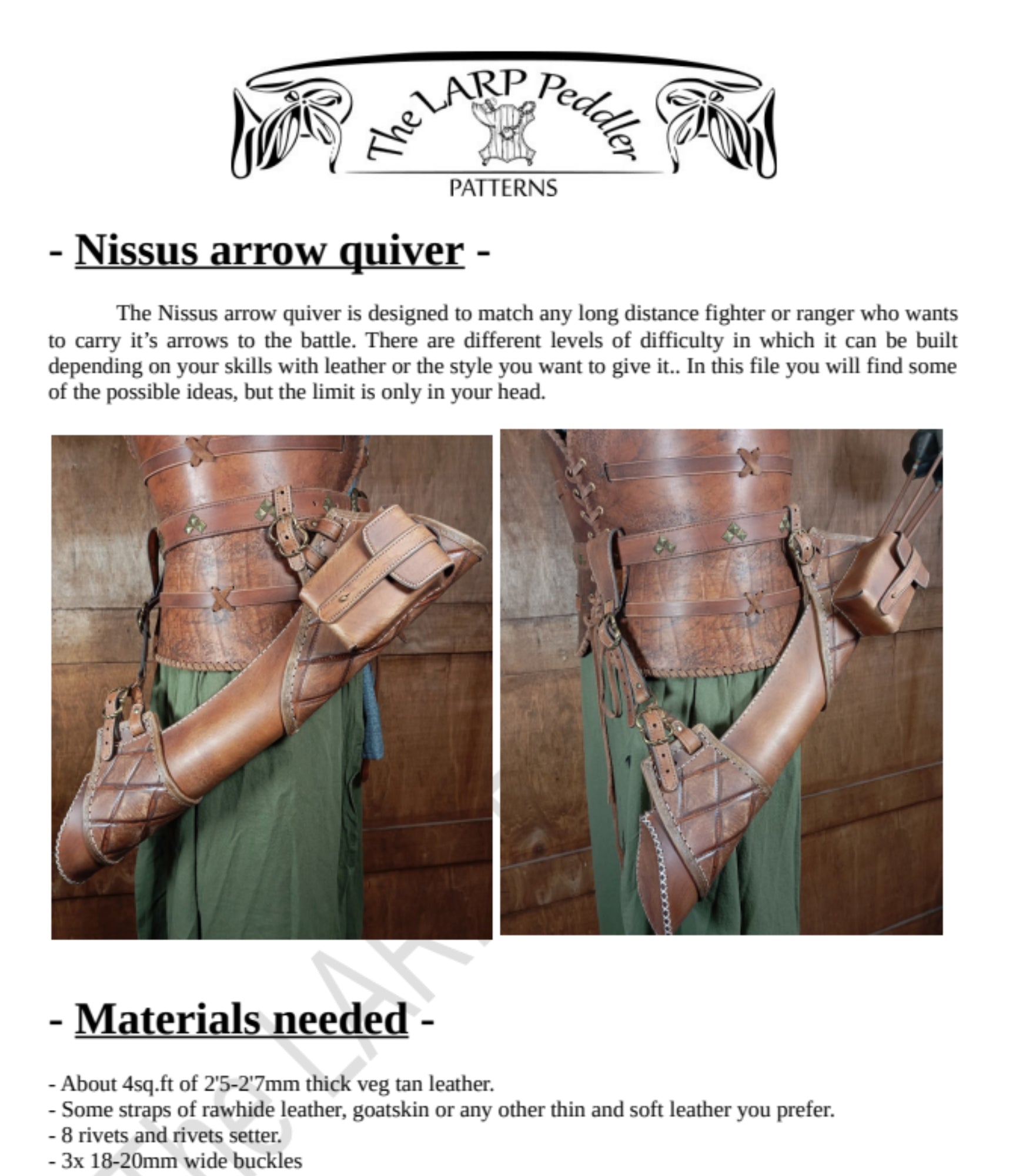 Leather quiver pattern | LARP archery | Easy to make with instructions