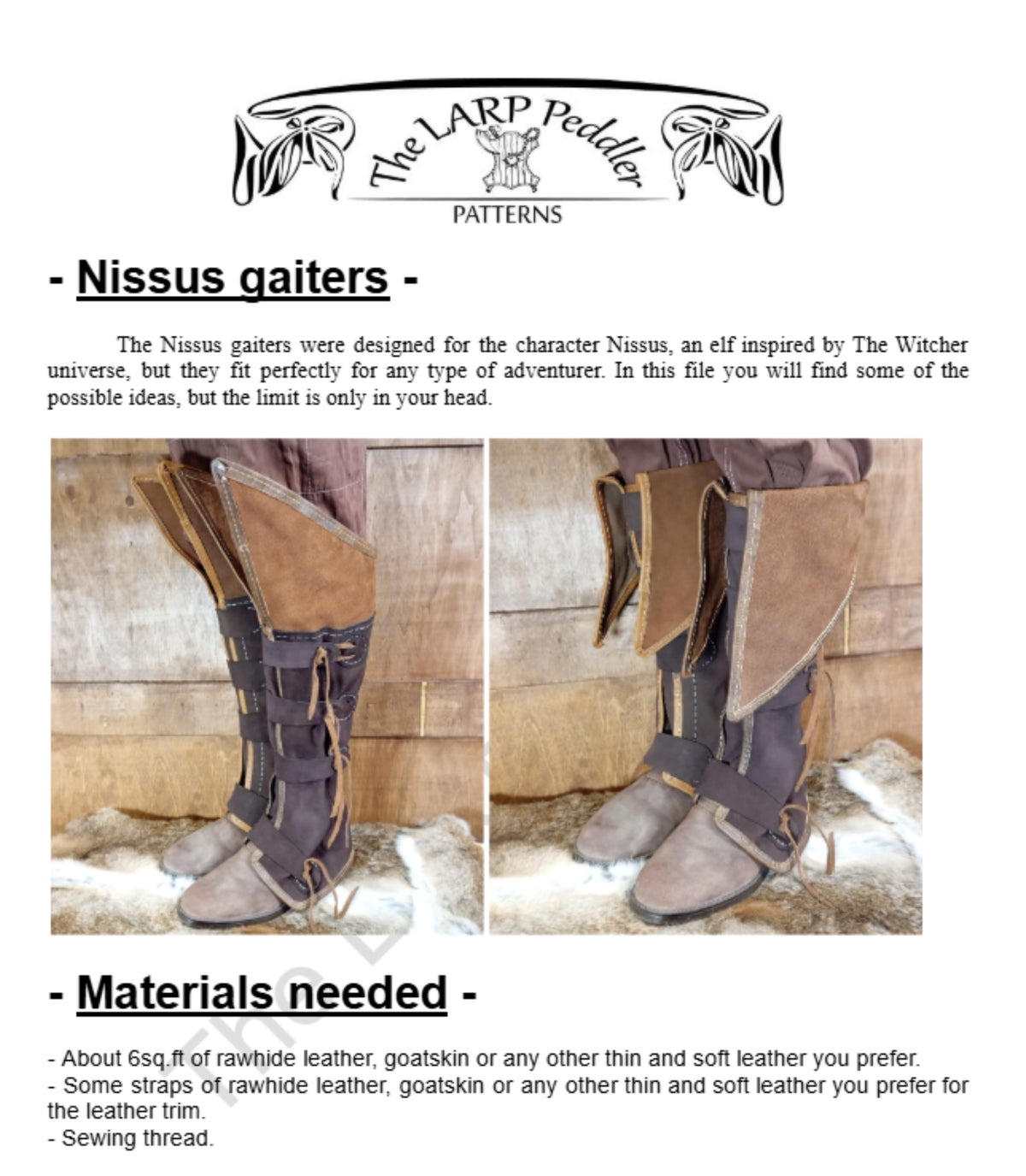 Gaiters leather pattern | LARP boots | Easy to make leatherworking instructions
