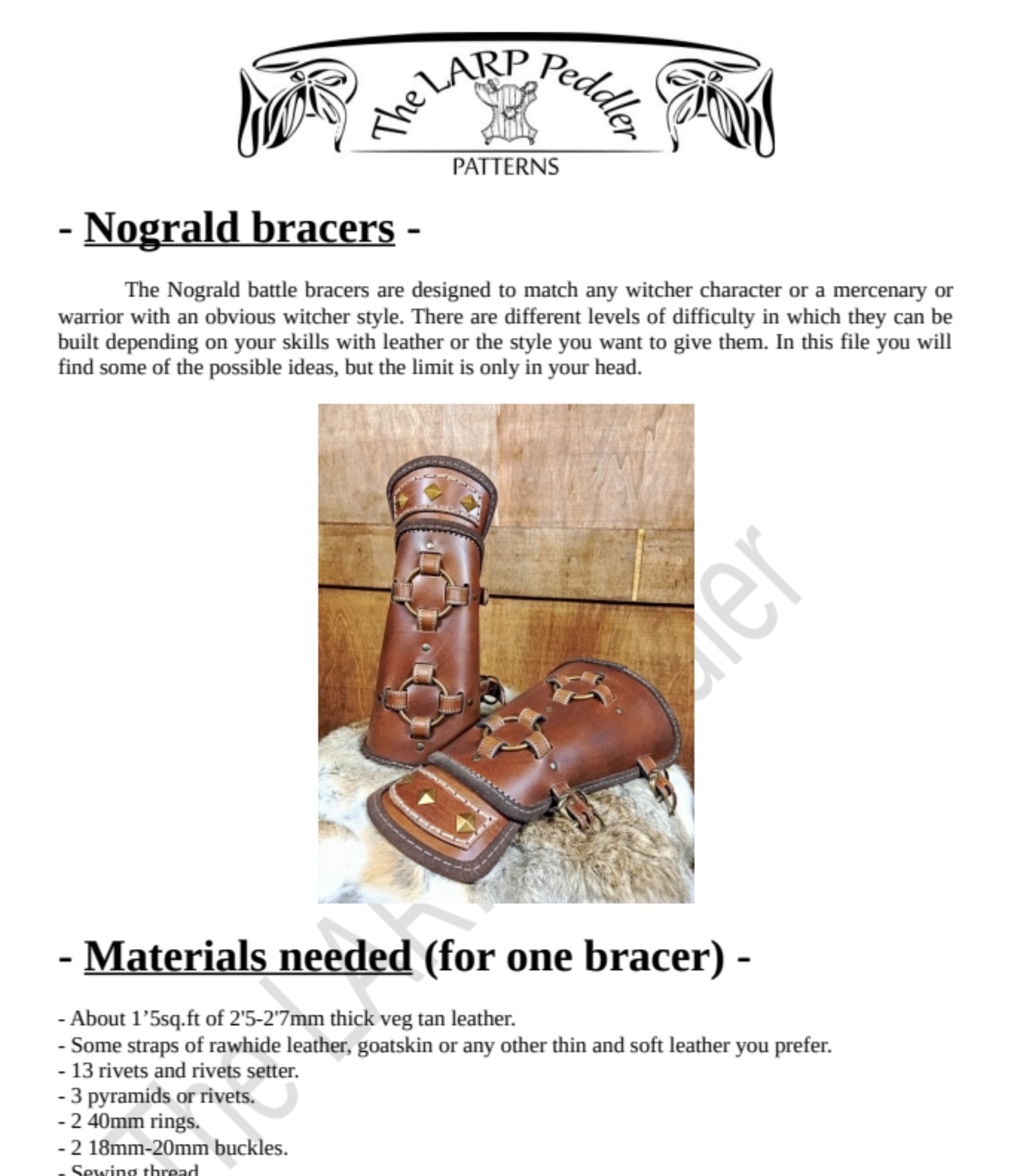 Bracers leather pattern | Warrior witcher LARP | DIY instructions