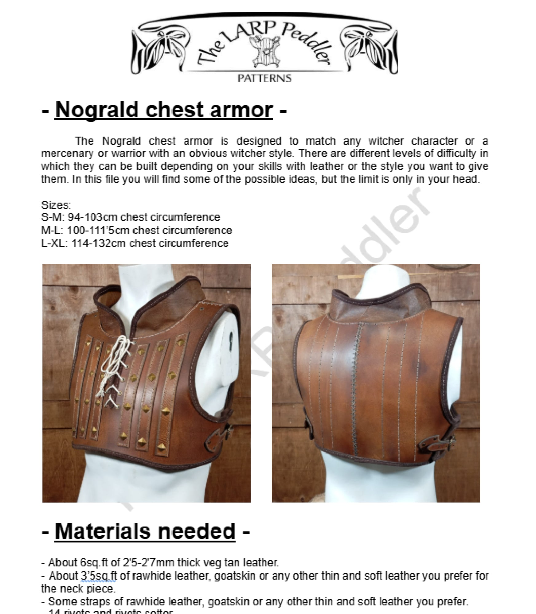 Armor set leather pattern bundle | Witcher LARP | DIY instructions