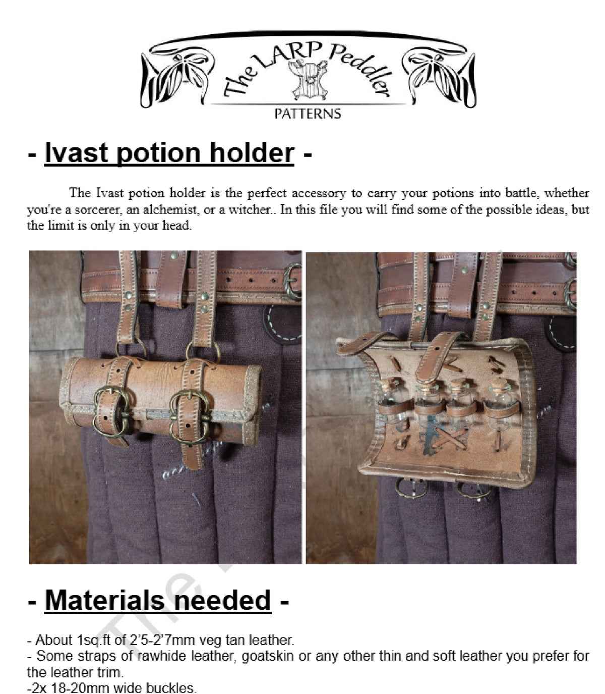 Potion holder leather pattern | LARP Alchemist | do it yourself instructions
