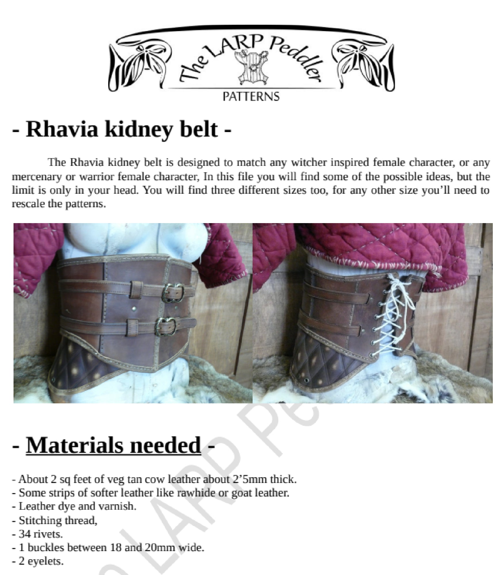 Kidney belt leather pattern | LARP female armor | DIY instructions
