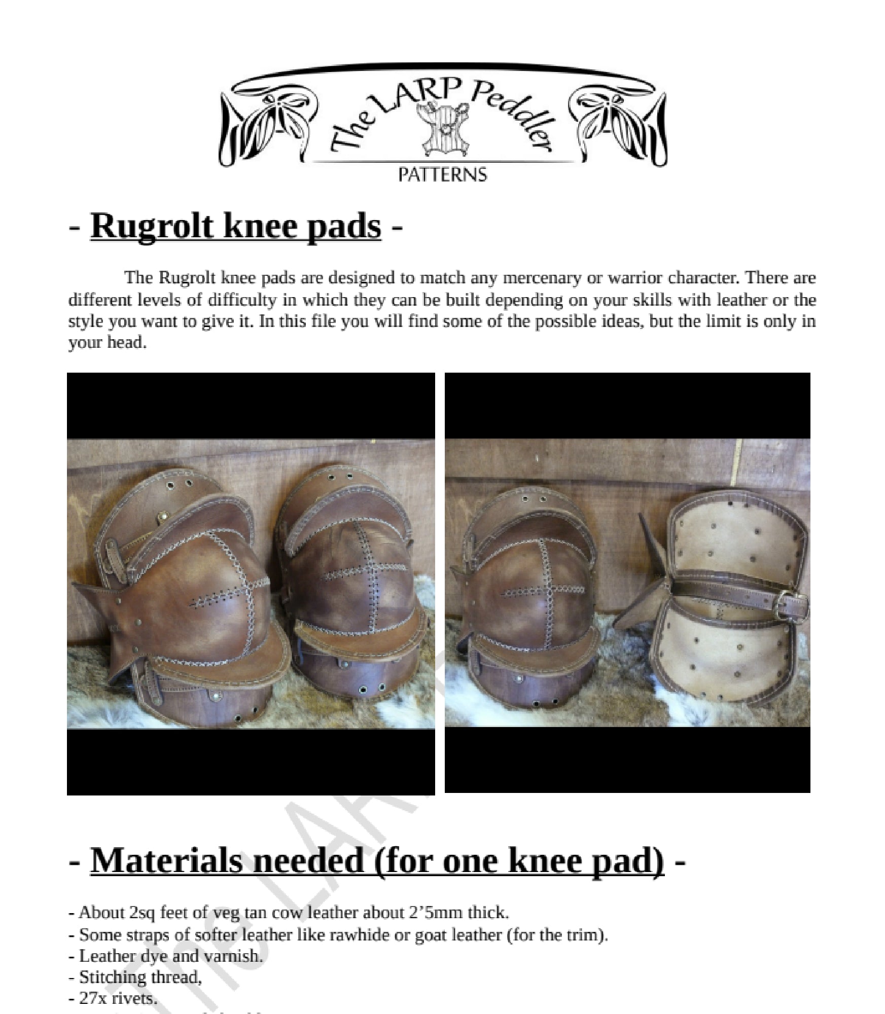 Knee armor leather pattern | LARP armor | DIY with instructions