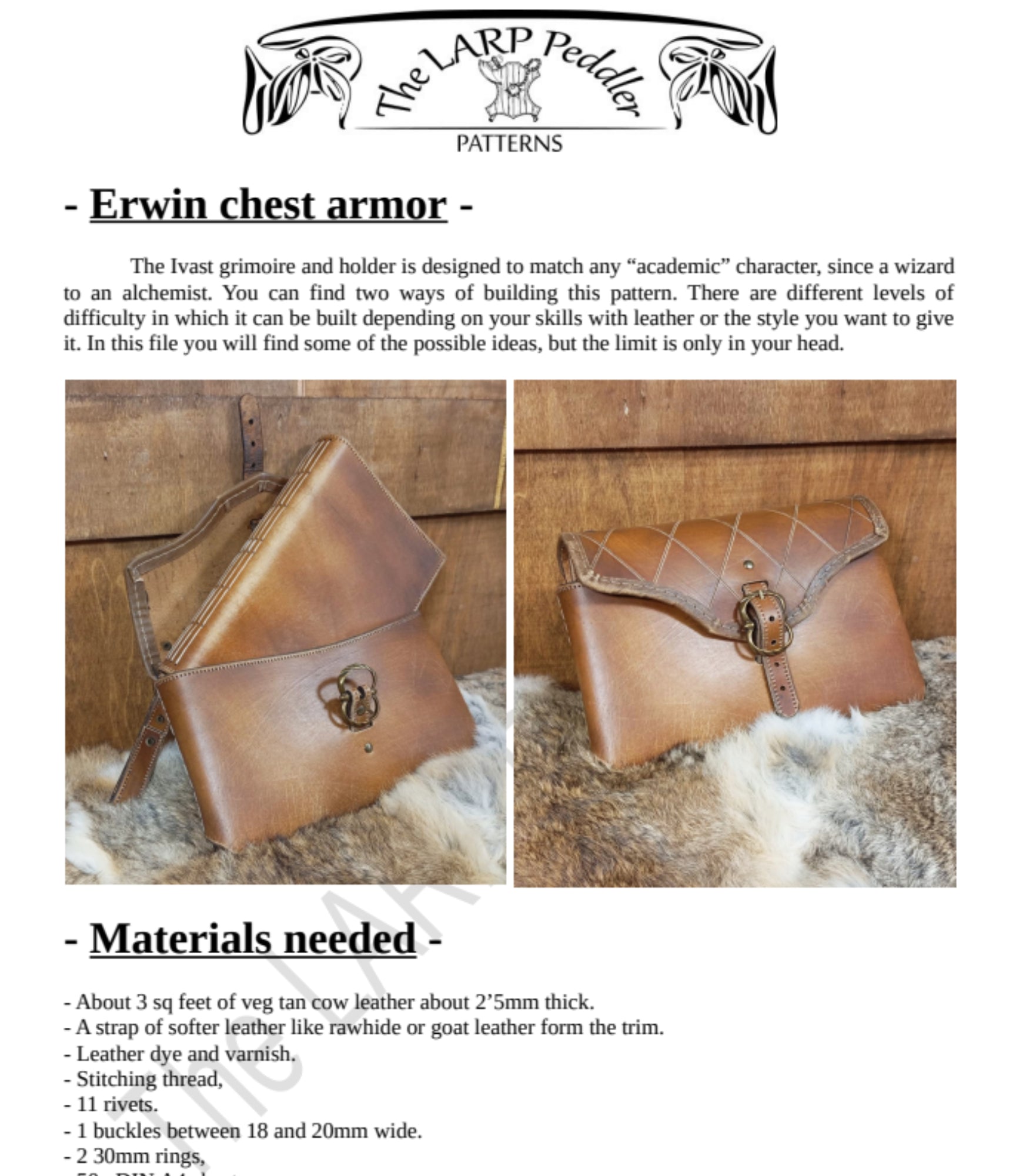 Book leather Pattern | LARP wizard | PDF instructions
