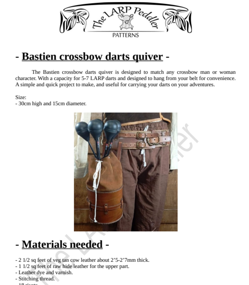 Quiver Leather Pattern | Crossbow LARP | Patterns & Instructions