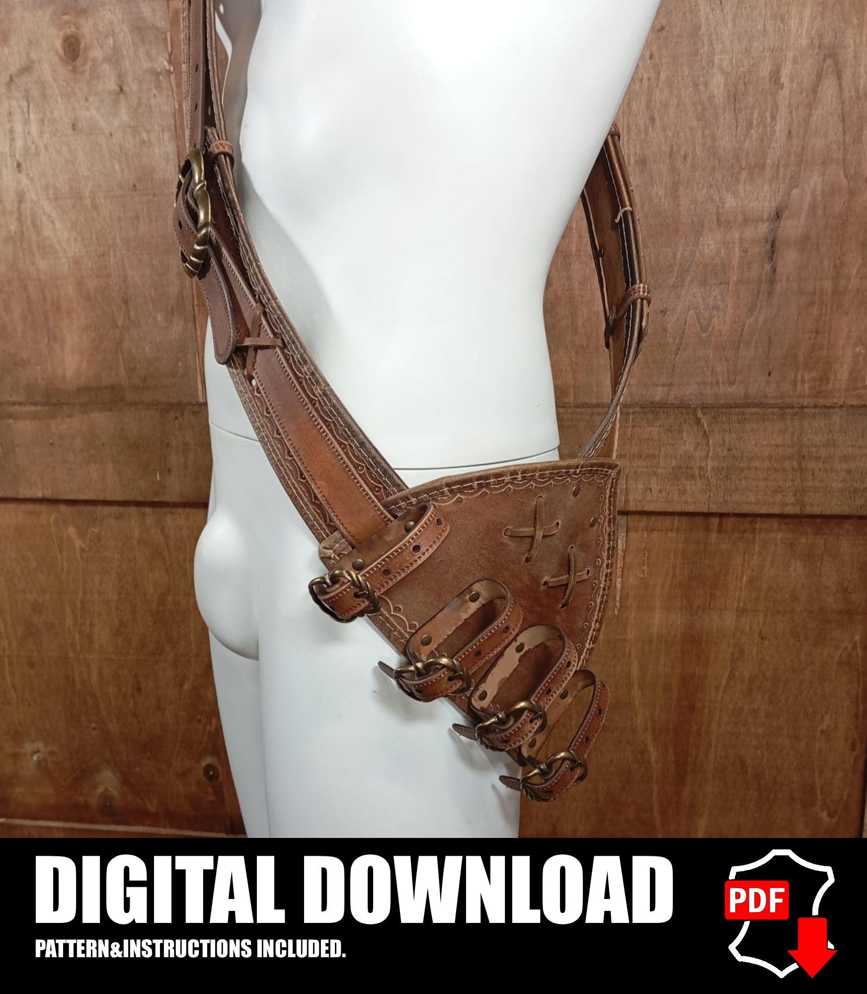 Baldric leather pattern | Steampunk musketeer | DIY instructions